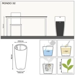 LECHUZA Vaso Da Interno E Esterno RONDO Premium Singoli 32 Cm - Tortora Lucido -Vendite VIDAXL 54384972 5