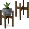 Relaxdays Set Da 2 Supporti Per Fiori E Piante, Portavasi Per Vasi Fino 32 Cm Ø, Regolabili E Impilabili, Marrone Scuro