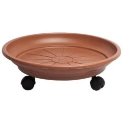 Sottovaso Portavaso Tondo Rotondo Con Ruote Per Fioriera Fioriere Arredo Giardino Esterno 35 Cm