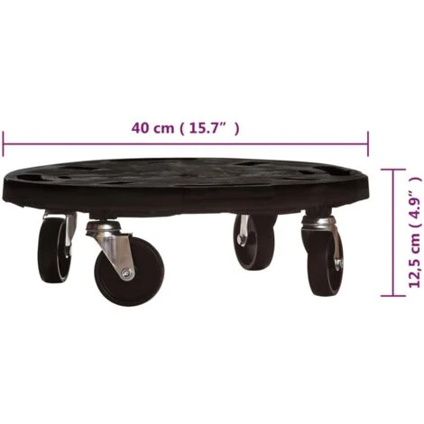 Carrello Per Piante Con Ruote Diametro 40 Cm Nero 275 Kg VidaXL 3 Carrello Per Piante Con Ruote Diametro 40 Cm Nero 275 Kg VidaXL - immagine 3