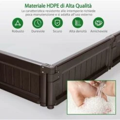 COSTWAY Fioriera Rialzata Da Esterno 123 X 123 Cm, Cancello Flessibile Per Giardino, Ideale Per Fiori, Verdure, Erbe Aromatiche, Marrone -Vendite VIDAXL 58192027 4