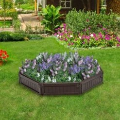 COSTWAY Fioriera Rialzata Da Esterno 123 X 123 Cm, Cancello Flessibile Per Giardino, Ideale Per Fiori, Verdure, Erbe Aromatiche, Marrone -Vendite VIDAXL 58192027 5