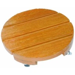 Supporto Su Ruote Tondo In Legno Flora Roll Lasure - 40 Cm Nortene