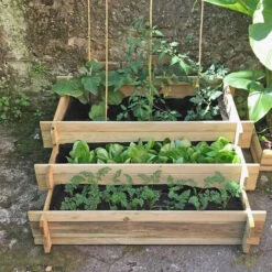 Onlywood Orto Rialzato CASCATA 3 Livelli In Legno Trattato 100 X 100 X 27 Cm