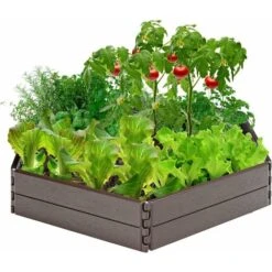 COSTWAY Aiuola Rialzata Da Giardino, 120 X 120 Cm, Fioriera Rialzata Da Esterno Per Fiori, Verdura, Erbe Aromatiche, Frutta, Per Cortile, Terrazza, Facile Da Montare, Marrone