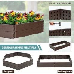 COSTWAY Aiuola Rialzata Da Giardino, 120 X 120 Cm, Fioriera Rialzata Da Esterno Per Fiori, Verdura, Erbe Aromatiche, Frutta, Per Cortile, Terrazza, Facile Da Montare, Marrone -Vendite VIDAXL 59206928 4