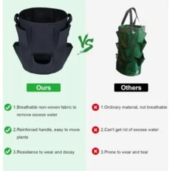 2 Pz 10 Gallon Sacchi Coltivazione Fragole Sacchetti Per Piantare Fragole In Tessuto Non Tessuto Con 8 Tasche Laterali Per Fragole Verdure Fiori Erbe Pianta A Radice Nuda -Vendite VIDAXL 59305420 4