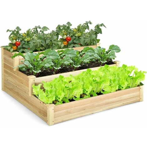 COSTWAY Fioriera Da Giardino A 3 Livelli, Fioriera In Legno Per La Coltivazione Di Ortaggi, Fiori, Erbe E Frutta, Ideale Per Giardino, Cortile E Balcone, 121 X 121 X 56 Cm 1 COSTWAY Fioriera Da Giardino A 3 Livelli, Fioriera In Legno Per La Coltivazione Di Ortaggi, Fiori, Erbe E Frutta, Ideale Per Giardino, Cortile E Balcone, 121 X 121 X 56 Cm