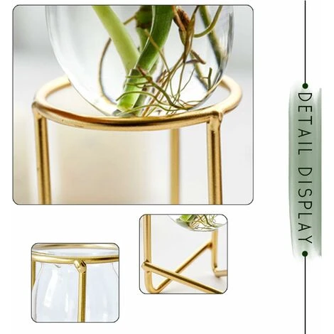 Porta Piante Ad Aria Set Di 3 Mini Fioriere Geometriche In Metallo Dorato Terrari Tillandsia Vaso In Vetro Espositori Da Donna Vasi Idroponici Per Ufficio (fioriera Alta Oro) 4 Porta Piante Ad Aria Set Di 3 Mini Fioriere Geometriche In Metallo Dorato Terrari Tillandsia Vaso In Vetro Espositori Da Donna Vasi Idroponici Per Ufficio (fioriera Alta Oro) - immagine 4