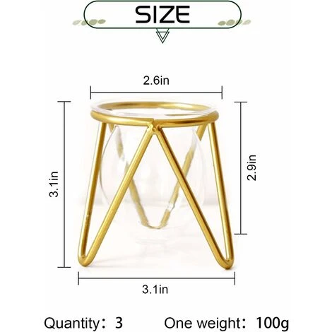 Portapiante Ad Aria Set Di 3 Mini Fioriere Geometriche In Metallo Dorato Terrari Tillandsia Espositori Per Vasi Di Vetro Per Donne Vasi Idroponici Per Ufficio (fioriera Dorata Bassa) 2 Portapiante Ad Aria Set Di 3 Mini Fioriere Geometriche In Metallo Dorato Terrari Tillandsia Espositori Per Vasi Di Vetro Per Donne Vasi Idroponici Per Ufficio (fioriera Dorata Bassa) - immagine 2