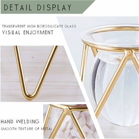 Portapiante Ad Aria Set Di 3 Mini Fioriere Geometriche In Metallo Dorato Terrari Tillandsia Espositori Per Vasi Di Vetro Per Donne Vasi Idroponici Per Ufficio (fioriera Dorata Bassa) 4 Portapiante Ad Aria Set Di 3 Mini Fioriere Geometriche In Metallo Dorato Terrari Tillandsia Espositori Per Vasi Di Vetro Per Donne Vasi Idroponici Per Ufficio (fioriera Dorata Bassa) - immagine 4