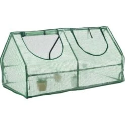 Relaxdays Serra Per Orto, HxLxP: 60 X 120 X 60 Cm, Con 2 Finestre, Coltivazioni Da Giardinaggio Telo In PE, Verde Scuro