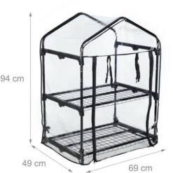 Relaxdays Serra Per Il Balcone, In Acciaio E Telo In PVC, Giardinaggio, A 2 Piani, HLP 94 X 69 X 49 Cm, Nero Trasparente -Vendite VIDAXL 64507609 4