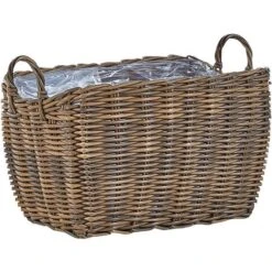 Set Di 2 Ceste Per Piante Da Esterno Vasi Per Piante Rivestite In Rattan Sintetico Marrone Ormos -Vendite VIDAXL 65602411 4