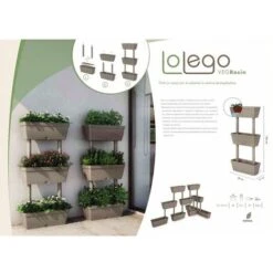 Fioriera Verticale Componibile 3 Vasi Kit Vasi Orto 49x16,1xH100cm Tortora Fiori -Vendite VIDAXL 6568683 3