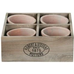 Set 4 Vasi In Terracotta Con Cassetta
