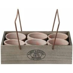 Set 6 Vasi In Terracotta Con Cassetta