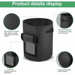 Sacchetti Per Piantare Patate, 4 Sacchetti In Tessuto Non Tessuto Da 10 Galloni, Sacchetti Per Piantare Piante, Adatti Per Sacchetti Per Piantare Patate, Pomodori, Carote Dolci (nero) -Vendite VIDAXL 66561191 5