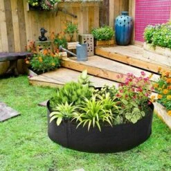 Sacchetti Per Piante Grandi In Tessuto Non Tessuto, Vaso In Geotessile Nero Da 400 Litri, Ø 130 Cm Altezza 30 Cm 400 G/m², Sacchetto Per Piante Da Giardino Con Manico