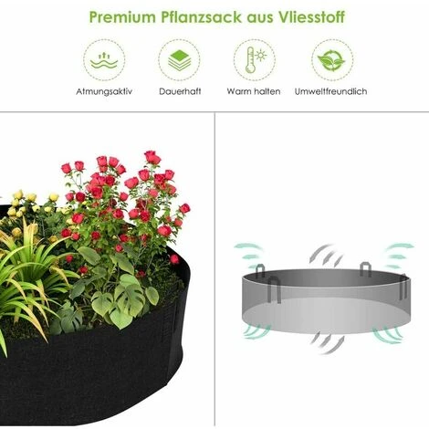 Sacchetti Per Piante Grandi In Tessuto Non Tessuto, Vaso In Geotessile Nero Da 400 Litri, Ø 130 Cm Altezza 30 Cm 400 G/m², Sacchetto Per Piante Da Giardino Con Manico 5 Sacchetti Per Piante Grandi In Tessuto Non Tessuto, Vaso In Geotessile Nero Da 400 Litri, Ø 130 Cm Altezza 30 Cm 400 G/m², Sacchetto Per Piante Da Giardino Con Manico - immagine 5