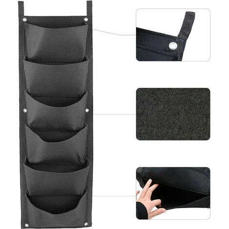 Fioriera Da Giardino Con 7 Tasche Per Piantare Da Parete, Da Appendere Alla Parete, Con Apertura Verticale, Per Fiori E Fiori, Nero - Nero 5 Fioriera Da Giardino Con 7 Tasche Per Piantare Da Parete, Da Appendere Alla Parete, Con Apertura Verticale, Per Fiori E Fiori, Nero - Nero - immagine 5