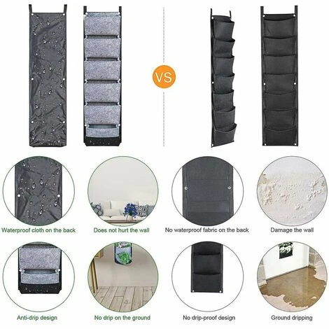 GroupM IT Sacca Da Parete In Feltro Grigio Per Fiori, Erbe Aromatiche, Piante Grasse E Fragole 4 GroupM IT Sacca Da Parete In Feltro Grigio Per Fiori, Erbe Aromatiche, Piante Grasse E Fragole - immagine 4