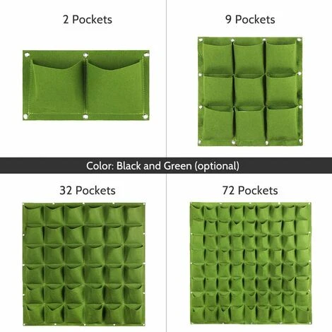 GroupM ITBlack Confezione Da 2 Tasche Per Piante Grow Bag Verticale Montaggio A Parete Balcone Greening 2 GroupM ITBlack Confezione Da 2 Tasche Per Piante Grow Bag Verticale Montaggio A Parete Balcone Greening - immagine 2