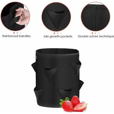 2 Sacchetti Per Piantare Fragole, Sacchi Per Piante In Tessuto Non Tessuto, Sacchi Per Piante Da 30 Litri Con 8 Tasche Laterali E 2 Manici, Per Fragole, Verdure, Fiori, Patate, Giardino 2 2 Sacchetti Per Piantare Fragole, Sacchi Per Piante In Tessuto Non Tessuto, Sacchi Per Piante Da 30 Litri Con 8 Tasche Laterali E 2 Manici, Per Fragole, Verdure, Fiori, Patate, Giardino - immagine 2