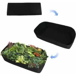 Fioriera Per Letto Rialzata Rettangolare In Tessuto Traspirante - Borsa Per Piantare Resistente Per Fiori E Verdure - 0,9 M (L) X 1,8 M (L) - Nero -Vendite VIDAXL 69717136 3