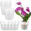 10 Vasi Per Orchidee In Plastica Trasparente Con Fori Per Orchidee, Vaso Diviso Traspirante