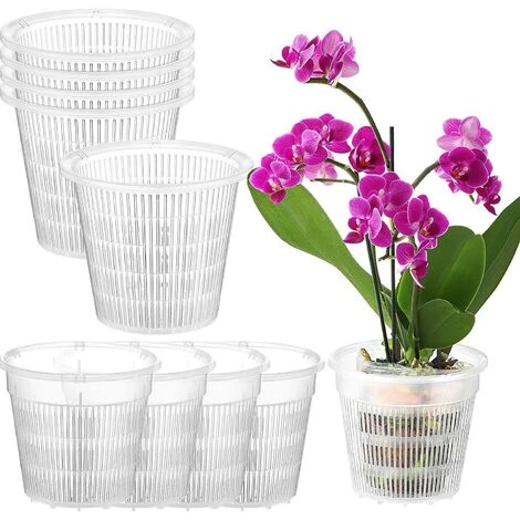 10 Vasi Per Orchidee In Plastica Trasparente Con Fori Per Orchidee, Vaso Diviso Traspirante 1 10 Vasi Per Orchidee In Plastica Trasparente Con Fori Per Orchidee, Vaso Diviso Traspirante