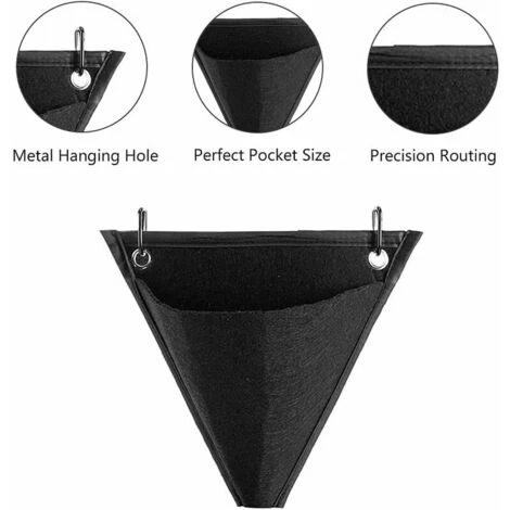 Fioriera Da Parete Da Giardino, 3 Pezzi Fioriera Sospesa, Design Triangolare Con Gancio Per Esterni, Interni, Casa, Arredamento, Cortile (nero) 3 Fioriera Da Parete Da Giardino, 3 Pezzi Fioriera Sospesa, Design Triangolare Con Gancio Per Esterni, Interni, Casa, Arredamento, Cortile (nero) - immagine 3