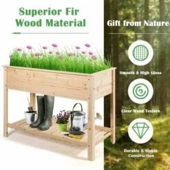 RELAX4LIFE Fioriera Interno Ed Esterno Aiuola Rialzata In Legno, Letto Di Coltivazione Con Drenaggio E Ripiano A Doghe Portautensili, Per Giardino/Balcone/Terrazza (S) -Vendite VIDAXL 72656822 4