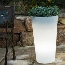 Vaso Luminoso A Led Solare In Polietilene Bianco Per