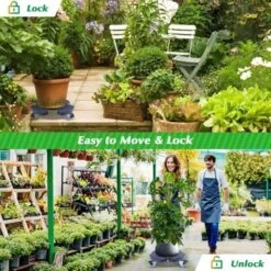 MINKUROW Supporto Per Piante Con Ruote, Supporto Per Piante Regolabile Da 40-58 Cm Per Portaombrelli Per Vasi Di Fiori, Vassoio Per Piante Per Interni Ed Esterni, Capacità Di Carico 150 Kg -Vendite VIDAXL 73466494 4