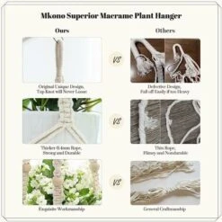 Appendini Per Piante Macramè Cesto Per Fioriera Per Interni Portavaso Corda Di Cotone Con Perline No Nappe, 90cm -Vendite VIDAXL 74828512 4