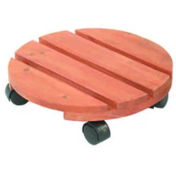 Portavaso In Legno Con Ruote - ø Cm.25