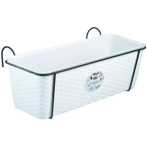 Stefanplast Set Balcone Natural Bianco C/riser. Acqua Supp.metallo Antracite Cm.50 - Cm. 50x18x16h. - Lt.9.2 1 Stefanplast Set Balcone Natural Bianco C/riser. Acqua Supp.metallo Antracite Cm.50 - Cm. 50x18x16h. - Lt.9.2