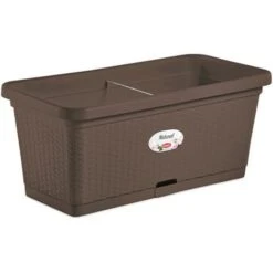Stefanplast Fioriera Natural Moka Con Riserva D'acqua Cm. 80 - Cm. 80x40x34h - Lt. 66