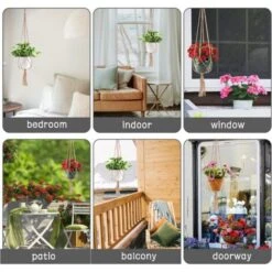 MINKUROW 4 Confezioni Appendiabiti Per Piante Macrame, Vaso Appeso Per Piante, Per Appendere Vasi Per Piante Fioriere Appese Fioriera Per Balcone Decorazione Domestica, 4 Gambe In Corda, 90 Cm -Vendite VIDAXL 76795594 4
