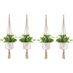 MINKUROW 4 Confezioni Appendiabiti Per Piante Macrame, Vaso Appeso Per Piante, Per Appendere Appendini Per Piante In Vaso Di Fiori Appendini Per Appendere Casa Balcone, 4 Gambe In Corda, 105 Cm