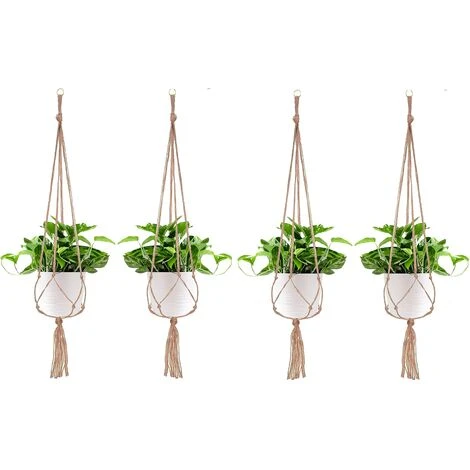 MINKUROW 4 Confezioni Appendiabiti Per Piante Macrame, Vaso Appeso Per Piante, Per Appendere Appendini Per Piante In Vaso Di Fiori Appendini Per Appendere Casa Balcone, 4 Gambe In Corda, 105 Cm 1 MINKUROW 4 Confezioni Appendiabiti Per Piante Macrame, Vaso Appeso Per Piante, Per Appendere Appendini Per Piante In Vaso Di Fiori Appendini Per Appendere Casa Balcone, 4 Gambe In Corda, 105 Cm