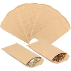 MINKUROW 100 Pezzi Sacchetti Di Carta Marrone Piccoli - 6 X 10 Cm, Ideali Per Riempire Teatri Di Gioia E Calendari Dell'avvento, Mini Sacchetti Di Carta Kraft Per Artigianato Per Matrimoni, Natale