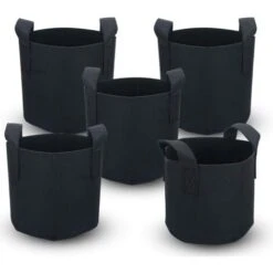 MINKUROW 5 Confezione Da 20 Litri - Sacchi Per Piante In Pile Da 5 Galloni - 25 X 30 Cm - Con Maniglie Per Il Trasporto - Per Serre Da Giardino Ecc - Borsa Per Piante