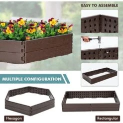 RELAX4LIFE Aiuola Rialzata Flessibile In Plastica Per Giardino Con Forme Diverse, Bordo Moderno Per Fiori E Verdure, Per Patio E Giardino, Marrone (123 × 61 Cm) -Vendite VIDAXL 81310260 4