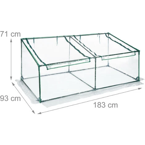 Relaxdays Serra Per Orto, HLP 71x183x93 Cm, Telo In PVC, Acciaio, 2 Porte, Coltivazioni Giardinaggio, Trasparente Verde 4 Relaxdays Serra Per Orto, HLP 71x183x93 Cm, Telo In PVC, Acciaio, 2 Porte, Coltivazioni Giardinaggio, Trasparente Verde - immagine 4