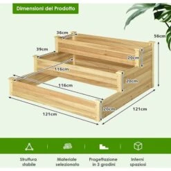GOPLUS Fioriera Rialzata In Legno A 3 Livelli, Fioriera Da Esterno Senza Fondo Per Giardino, Cortile, Serra, Kit Per La Coltivazione Di Verdure, Fiori, Erbe E Frutta -Vendite VIDAXL 83732167 5