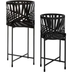 Vaso Di Foglie In Metallo Con Supporto X 2 - Metallo - Atmosphera Créateur D'intérieur