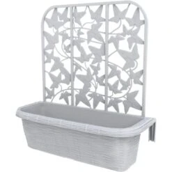 Bama Set 2 Fioriere Rondine Mini Separe' Spalliera Fioriera Privacy 60cm Bianco