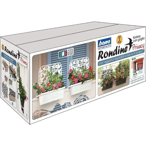 Bama Set 2 Fioriere Rondine Mini Separe' Spalliera Fioriera Privacy 60cm Bianco 4 Bama Set 2 Fioriere Rondine Mini Separe' Spalliera Fioriera Privacy 60cm Bianco - immagine 4